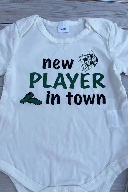 Western soccer romper & pant & hat 3pc baby boutique sets 2601094M