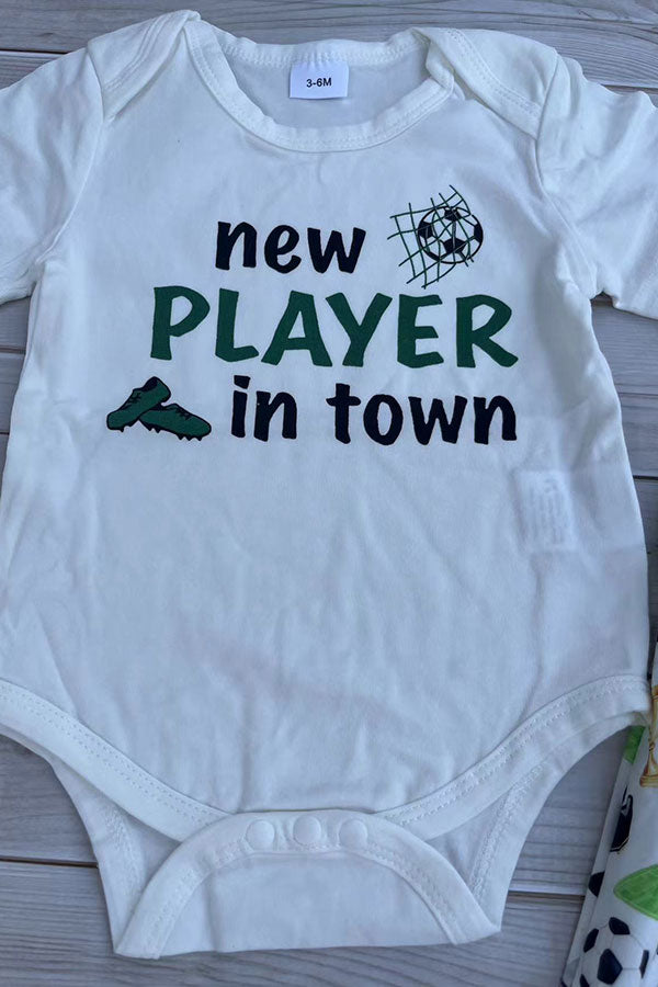Western soccer romper & pant & hat 3pc baby boutique sets 2601094M