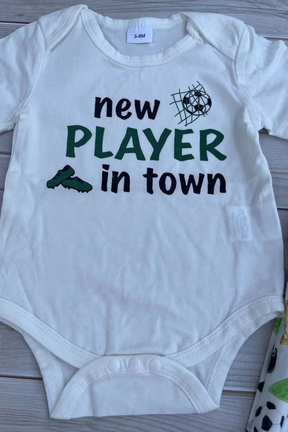 Western soccer romper & pant & hat 3pc baby boutique sets 2601094M