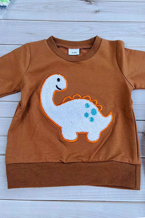 Trendy dinosaur sweatshirt & pant boy's boutique set 2601098M