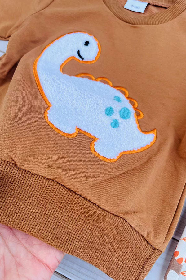 Trendy dinosaur sweatshirt & pant boy's boutique set 2601098M