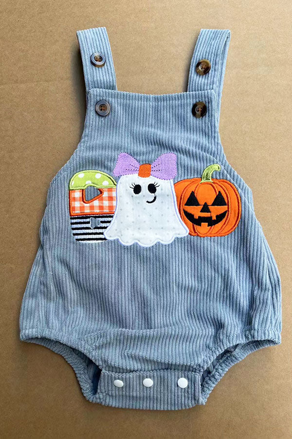 Halloween pumpkin embroidery corduroy baby boutique romper 2601100M