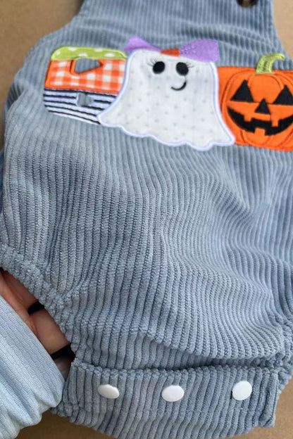 Halloween pumpkin embroidery corduroy baby boutique romper 2601100M