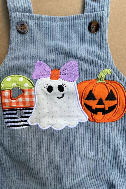 Halloween pumpkin embroidery corduroy baby boutique romper 2601100M
