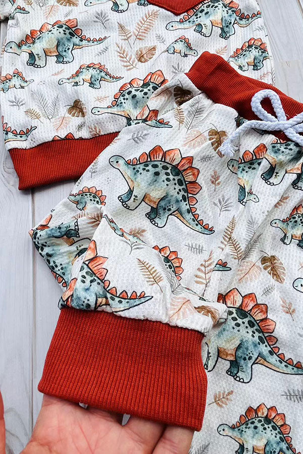 Western dinosaur print sweatshirt & pant boy's boutique set 2601102M