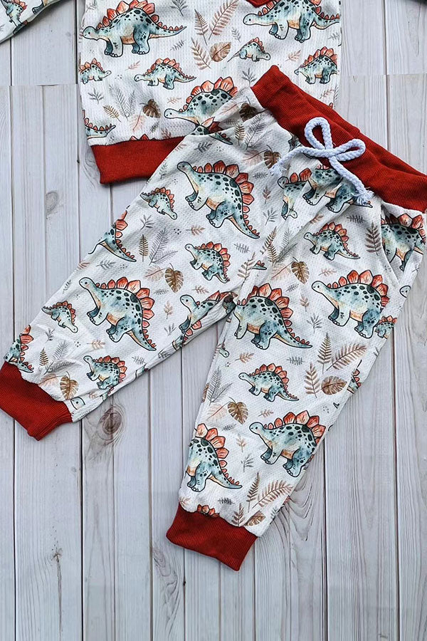 Western dinosaur print sweatshirt & pant boy's boutique set 2601102M