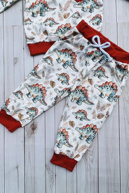 Western dinosaur print sweatshirt & pant boy's boutique set 2601102M