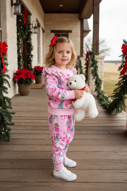 Christmas santa pink top & pant baby girls boutique set 2601103M