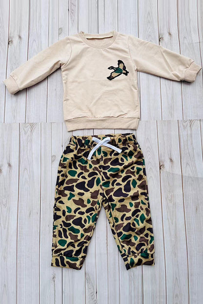 Western malladrd embroidery sweatshirt & pant boy's boutique set 2601104M