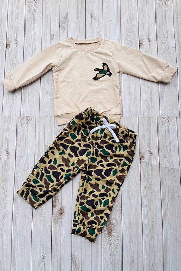 Western malladrd embroidery sweatshirt & pant boy's boutique set 2601104M