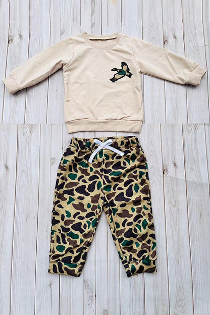 Western malladrd embroidery sweatshirt & pant boy's boutique set 2601104M