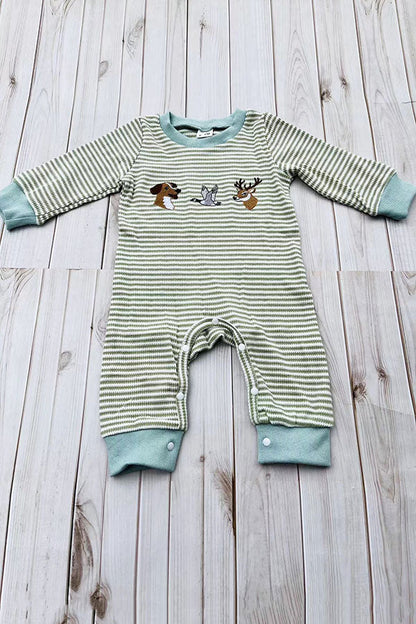 Western hunting embroidery stripe long sleeve baby boutique jumpsuit 2601106M