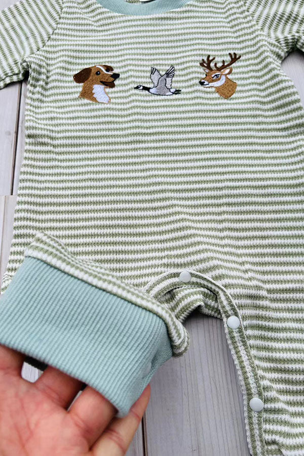 Western hunting embroidery stripe long sleeve baby boutique jumpsuit 2601106M