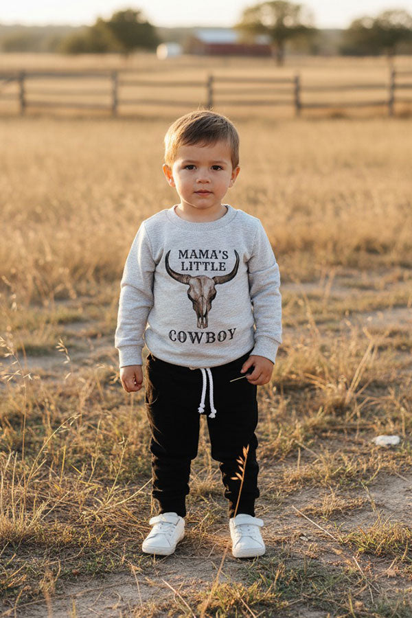 Western "MAMA'S LITTLE COWBOY" sweatshirt & pant boy's boutique set 2601107M