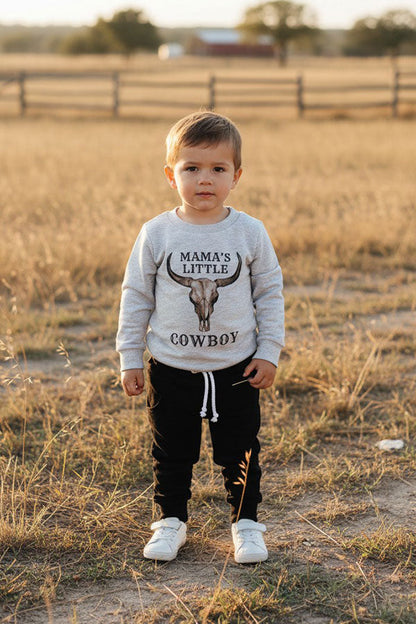 Western "MAMA'S LITTLE COWBOY" sweatshirt & pant boy's boutique set 2601107M