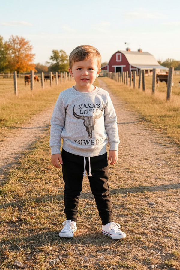 Western "MAMA'S LITTLE COWBOY" sweatshirt & pant boy's boutique set 2601107M