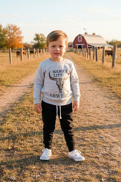 Western "MAMA'S LITTLE COWBOY" sweatshirt & pant boy's boutique set 2601107M