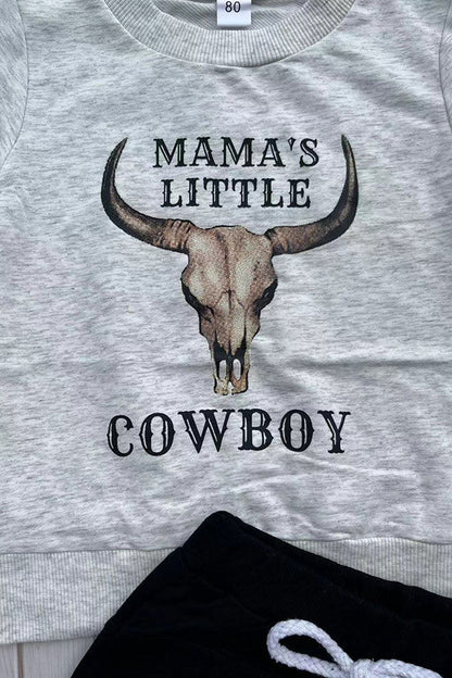 Western "MAMA'S LITTLE COWBOY" sweatshirt & pant boy's boutique set 2601107M