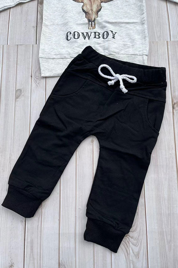 Western "MAMA'S LITTLE COWBOY" sweatshirt & pant boy's boutique set 2601107M