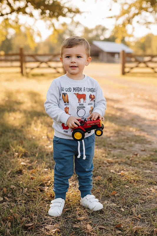 Western "SO GOD MADE A COWBOY"sweatshirt & pant boy's boutique set 2601111M