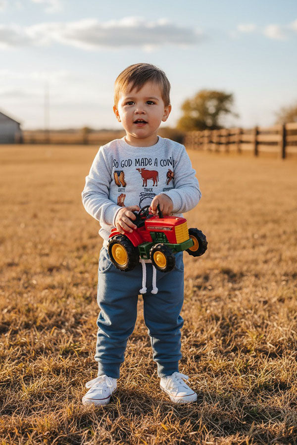 Western "SO GOD MADE A COWBOY"sweatshirt & pant boy's boutique set 2601111M