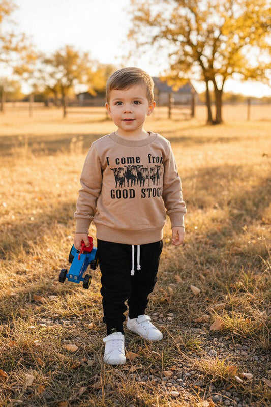 Western "I come from GOOD STOCK" sweatshirt & pant boy's boutique set 2601112M