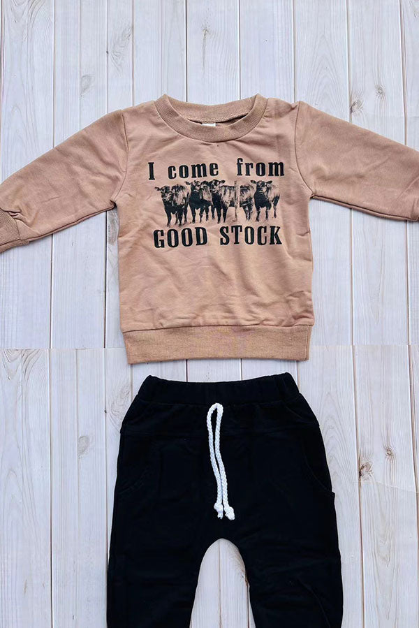 Western "I come from GOOD STOCK" sweatshirt & pant boy's boutique set 2601112M