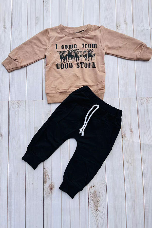 Western "I come from GOOD STOCK" sweatshirt & pant boy's boutique set 2601112M