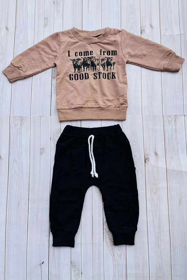 Western "I come from GOOD STOCK" sweatshirt & pant boy's boutique set 2601112M