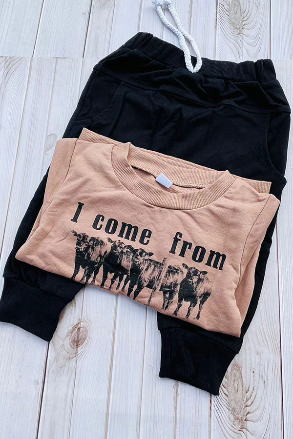 Western "I come from GOOD STOCK" sweatshirt & pant boy's boutique set 2601112M