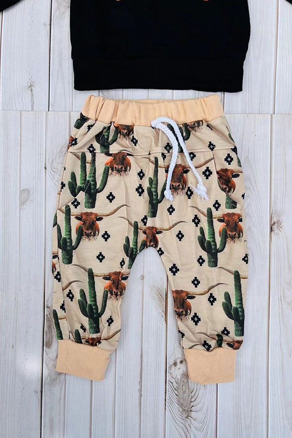 Western "MAMA'S LITTLE COWBOY" sweatshirt & pant boy's boutique set 2601113M