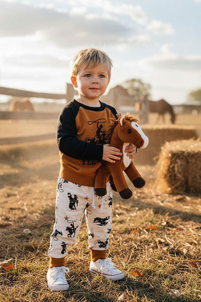 Western YEE-HAW cowboy raglan sweatshirt & pant boy's boutique set 2601114M