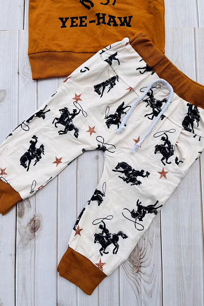 Western YEE-HAW cowboy raglan sweatshirt & pant boy's boutique set 2601114M
