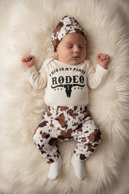 Western THIS IS MY FIRST RODEO romper & pant & hat 3pc baby boutique sets 2601116M 15S3