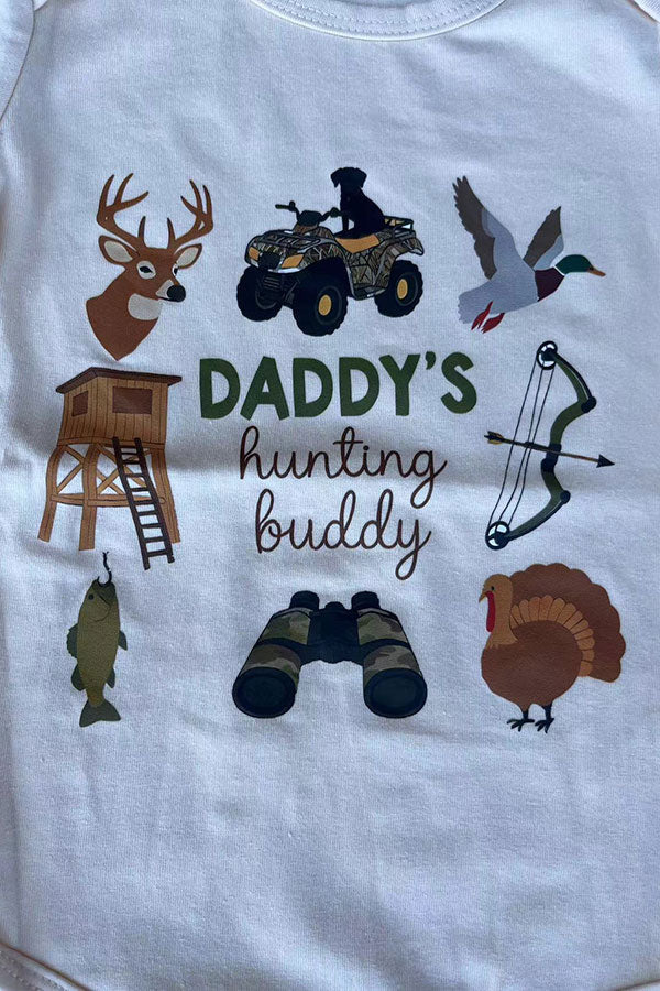 Western Daddy's hunting buddy romper & pant & hat 3pc baby boutique sets 2601119M