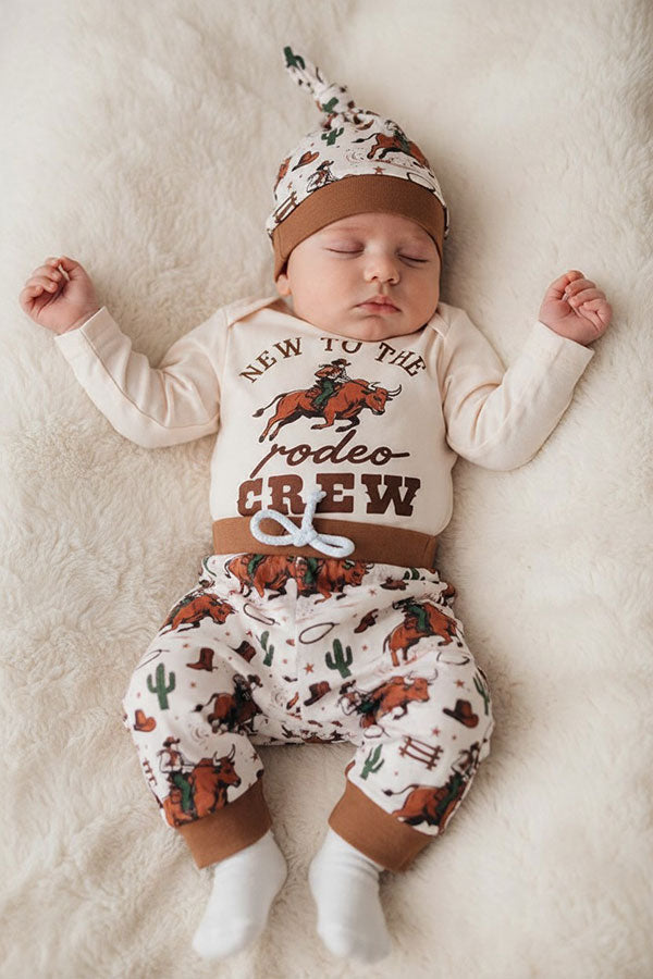 Western NEW TO THE rodeo CREW & pant & hat 3pc baby boutique sets 2601122M 15S3