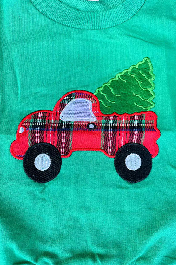 Chrismas truck & tree long sleeve top & pant unisex kids boutique set 2601121M