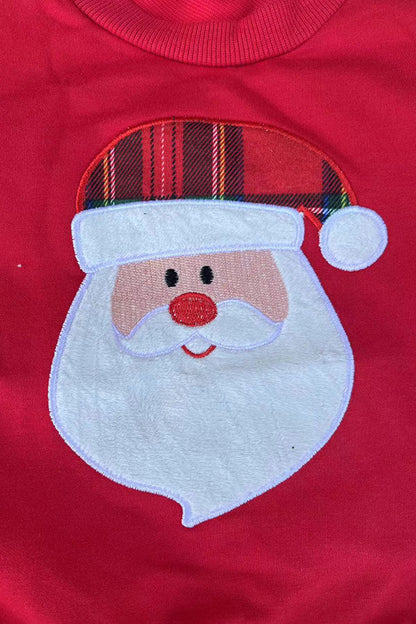 Chrismas Santa patch red long sleeve top & pant unisex kids boutique set 2601123M 8S7