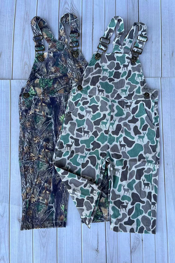 Western corduroy camo print adjustable boy's boutique overalls 2601124M