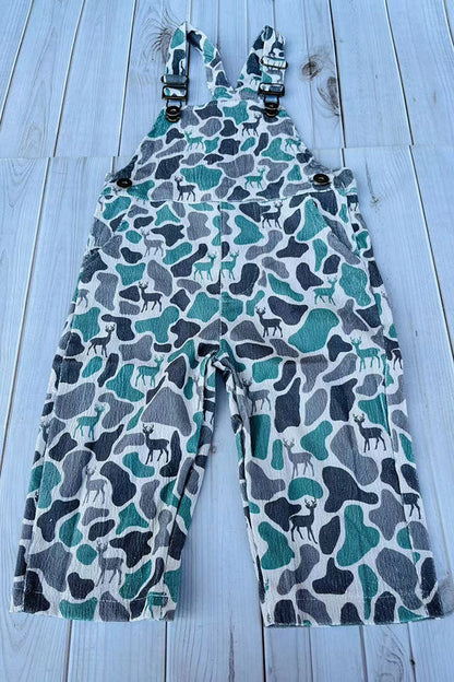 Western corduroy camo print adjustable boy's boutique overalls 2601124M