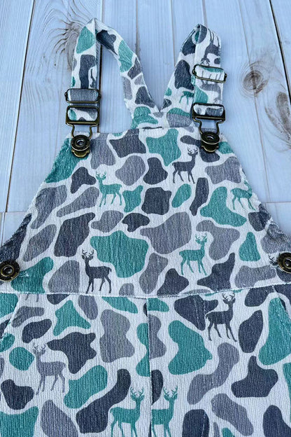 Western corduroy camo print adjustable boy's boutique overalls 2601124M