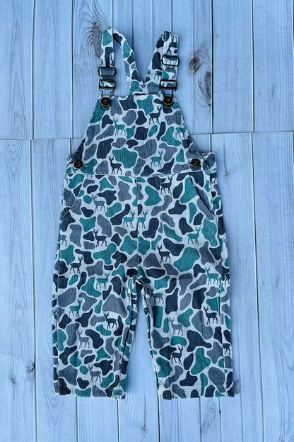 Western corduroy camo print adjustable boy's boutique overalls 2601124M