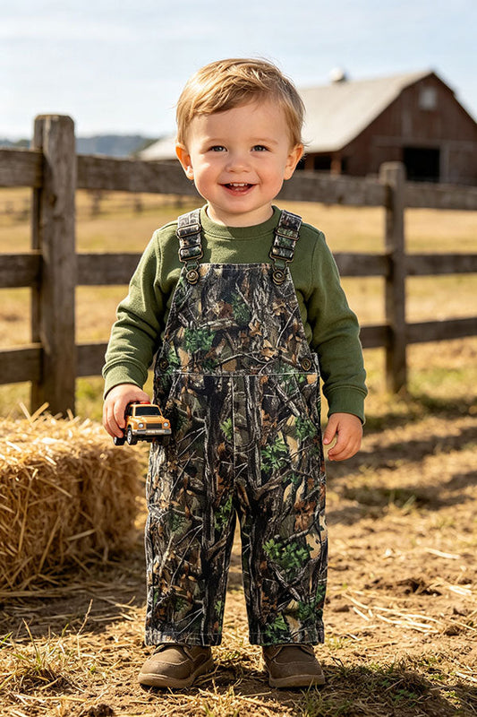 Western corduroy hunting print adjustable boy's boutique overalls 2601125M