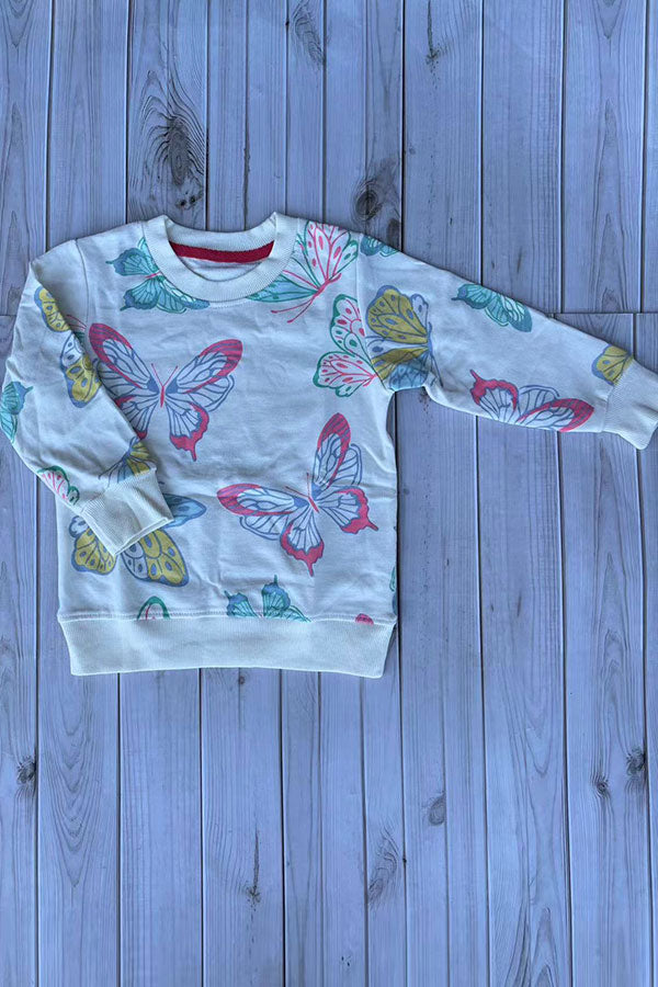 Western buttefly print long sleeve girls boutique top 2601129M 10S8