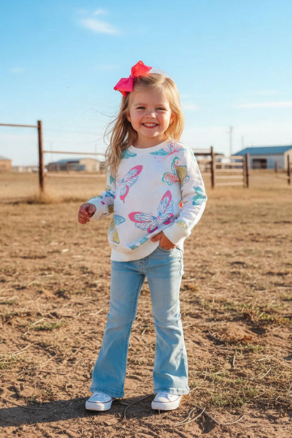 Western buttefly print long sleeve girls boutique top 2601129M 10S8