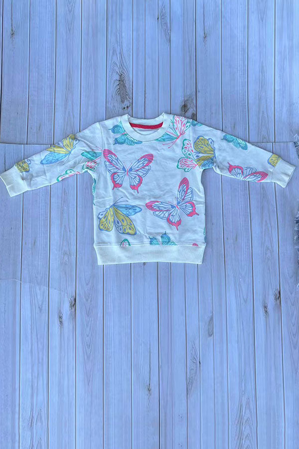 Western buttefly print long sleeve girls boutique top 2601129M 10S8
