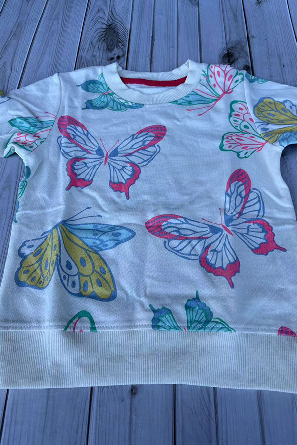 Western buttefly print long sleeve girls boutique top 2601129M 10S8