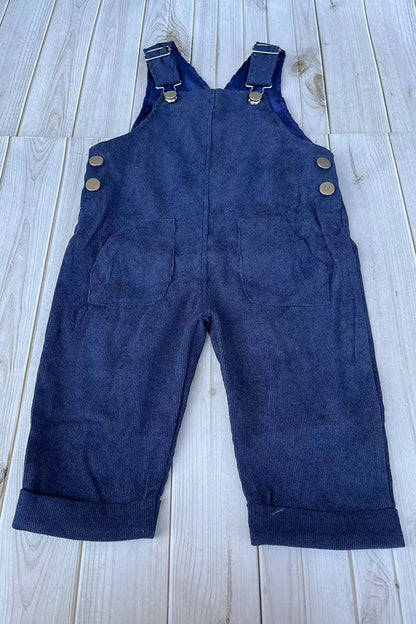 Western corduroy navy blue adjustable boy's boutique overalls 2601134M