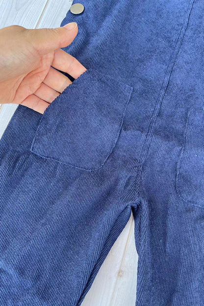 Western corduroy navy blue adjustable boy's boutique overalls 2601134M