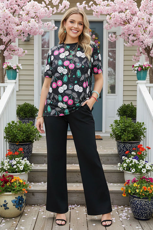 Southern Stitch Western 8-balls printed short sleeve women t-shirt XCH17025